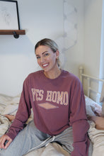 Load image into Gallery viewer, "YES HOMO" OVERSIZED LONG SLEEVE (Wine)