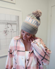 Load image into Gallery viewer, 'ALL LOVE' TOQUE/BEANIE (Grey, Pink & Blue)