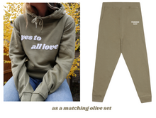 Load image into Gallery viewer, COMMON LOVE SWEATPANTS (Olive/Puff Print Logo)