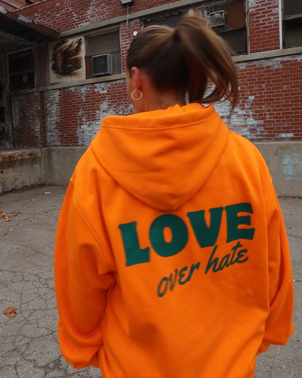 LOVE over hate HOODIE (Orange)