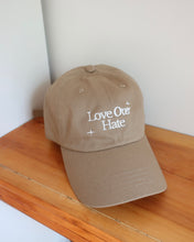 Load image into Gallery viewer, Love Over Hate dad hat (khaki)
