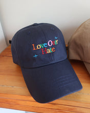 Load image into Gallery viewer, Love Over Hate dad hat (navy)
