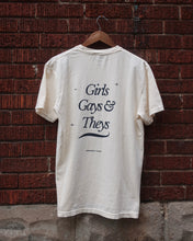 Load image into Gallery viewer, GIRLS GAYS &amp; THEYS tee (Vintage White)
